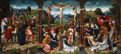 Altar Painting with Calvary Scene by Unbekannt Unbekannt
